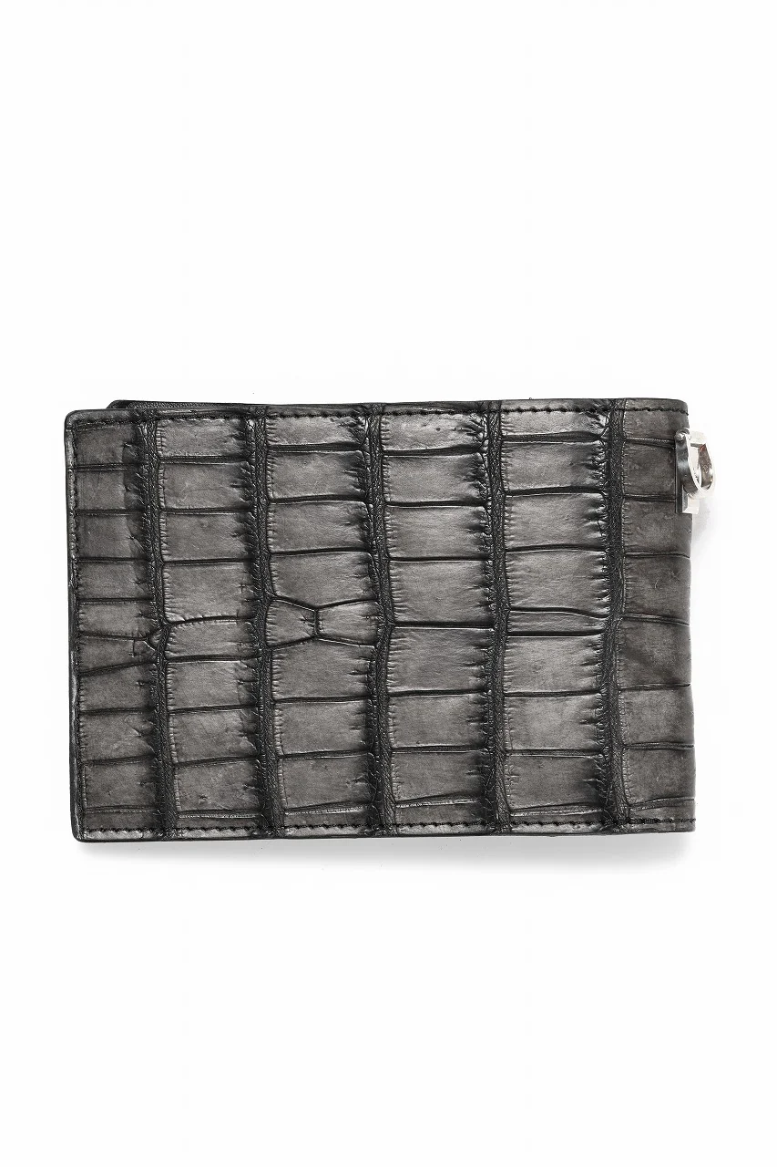 ISAMU KATAYAMA BACKLASH CROCODILE 2 FOLD WALLET / INK DYED (SUMI) - Image 2