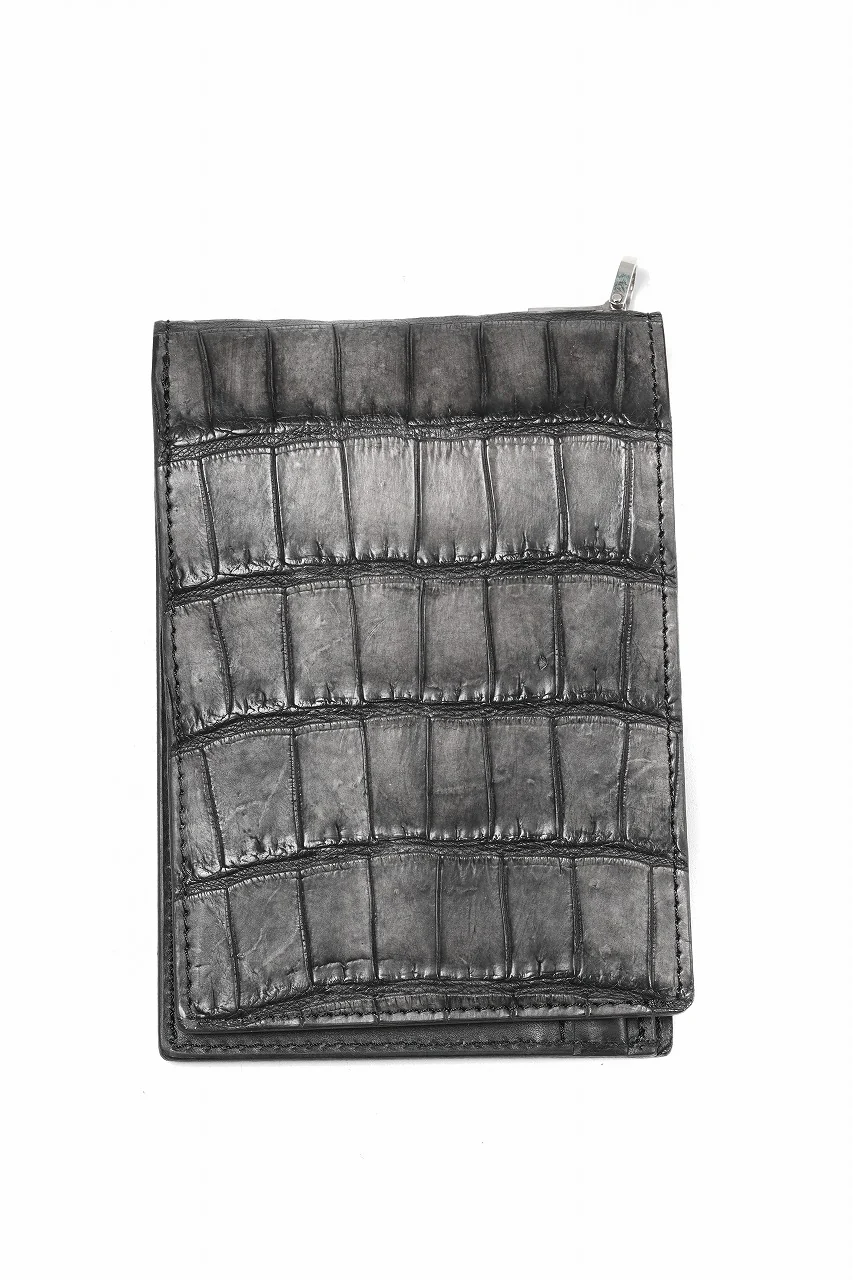 ISAMU KATAYAMA BACKLASH CROCODILE 2 FOLD WALLET / INK DYED (SUMI) - Image 3