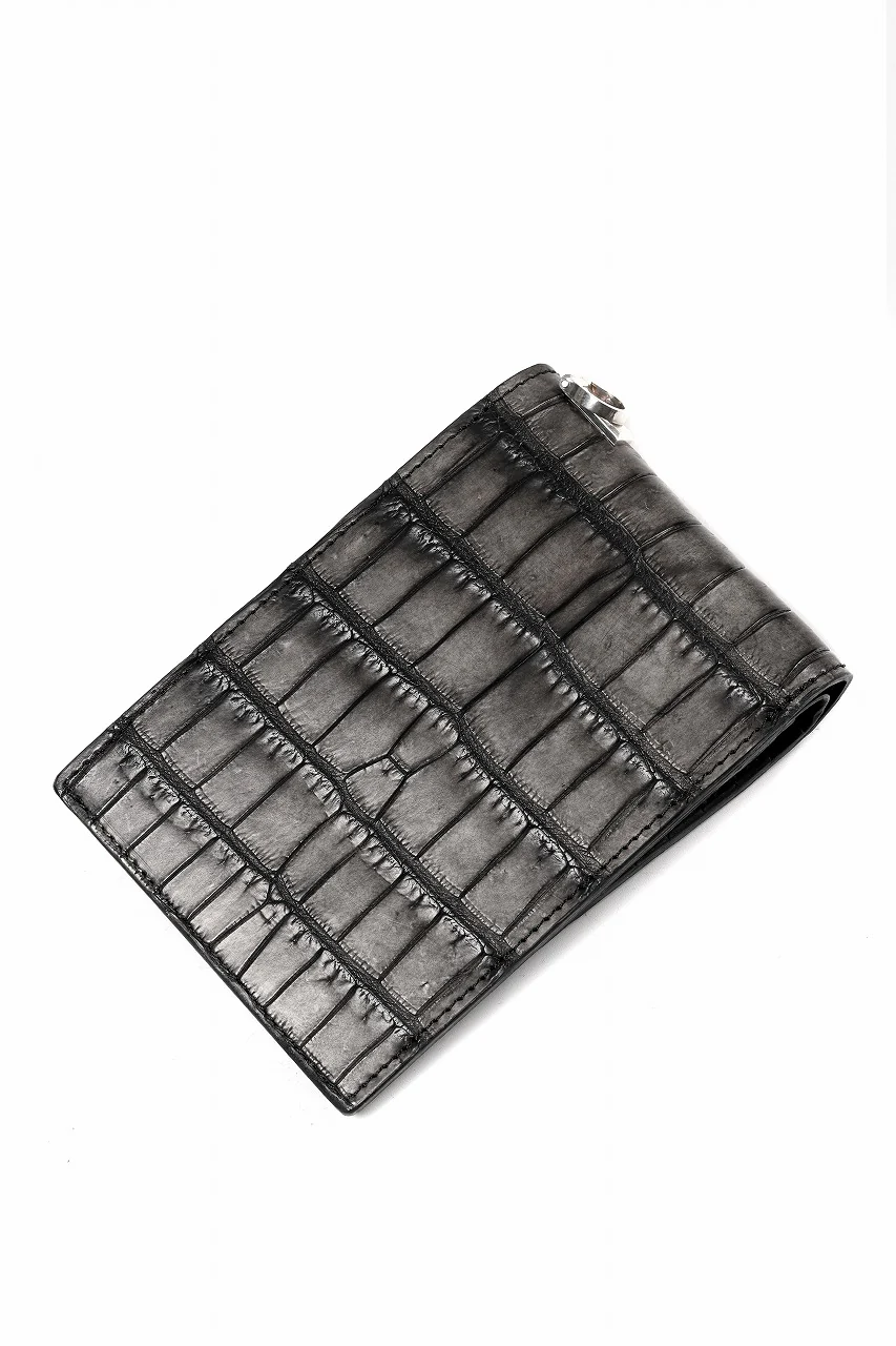 ISAMU KATAYAMA BACKLASH CROCODILE 2 FOLD WALLET / INK DYED (SUMI) - Image 5