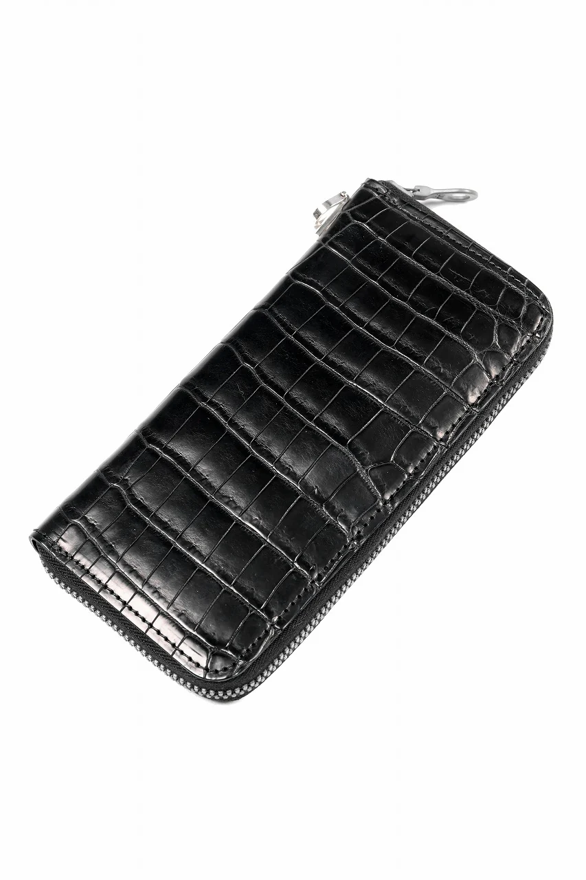 ISAMU KATAYAMA BACKLASH CROCODILE ROUND FASTNER WALLET (BLACK) - Image 4