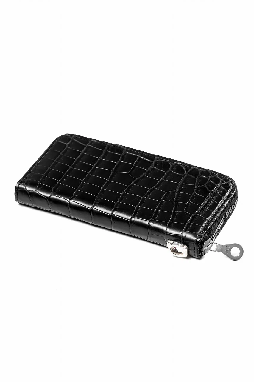 ISAMU KATAYAMA BACKLASH CROCODILE ROUND FASTNER WALLET (BLACK) - Image 6