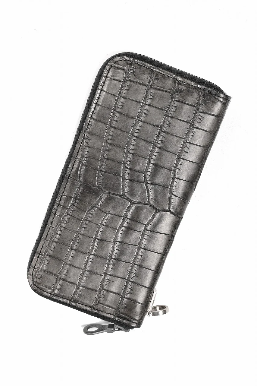ISAMU KATAYAMA BACKLASH CROCODILE ROUND FASTNER WALLET / INK DYED (SUMI) - Image 3