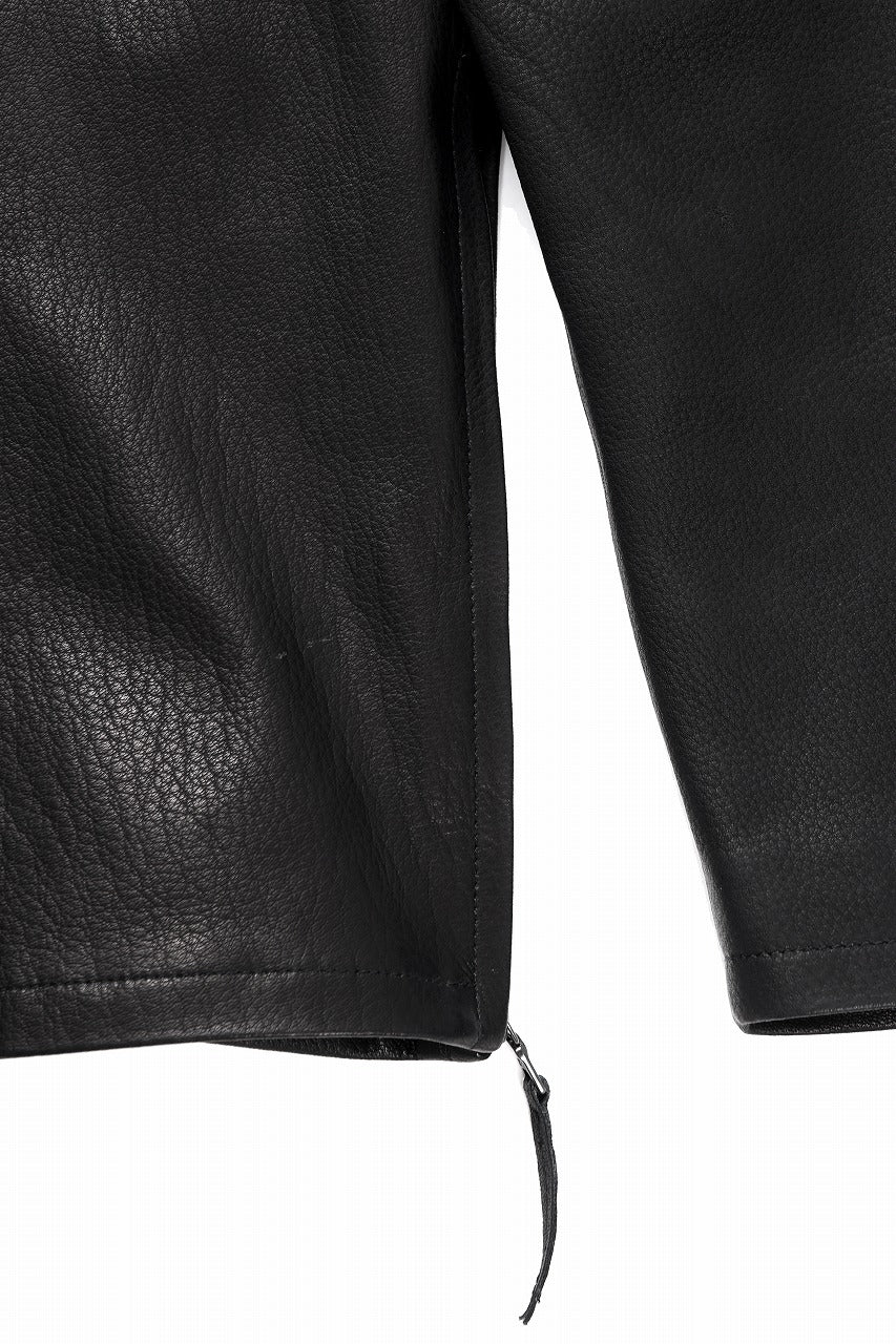 ISAMU KATAYAMA BACKLASH DEERSKIN LACE-UP PULLOVER SHIRT JACKET (BLACK) - Image 6