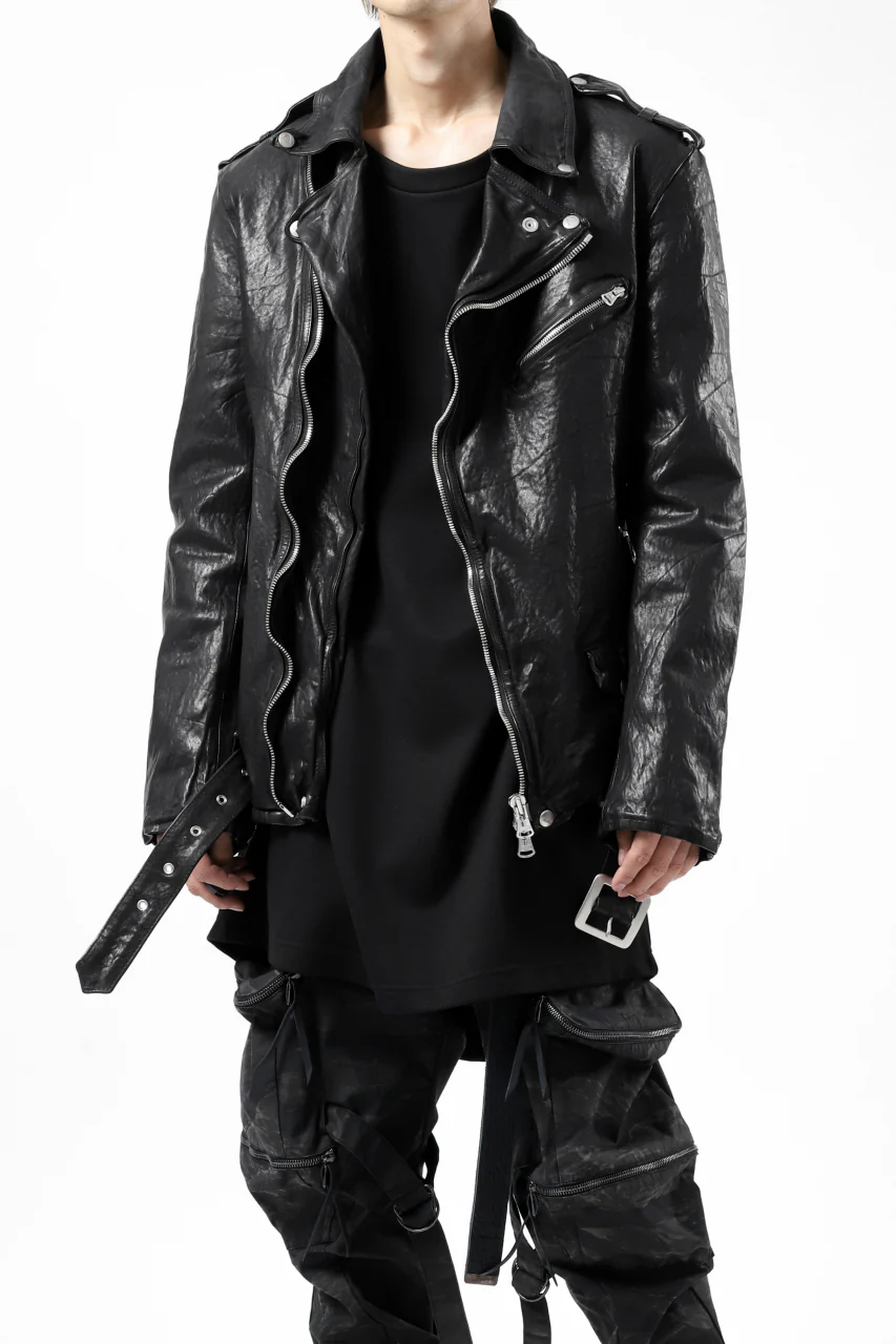 ISAMU KATAYAMA BACKLASH DOUBLE BREASTED JACKET / DOUBLE-SHOULDER OBJECT DYED (BLACK) - Image 11