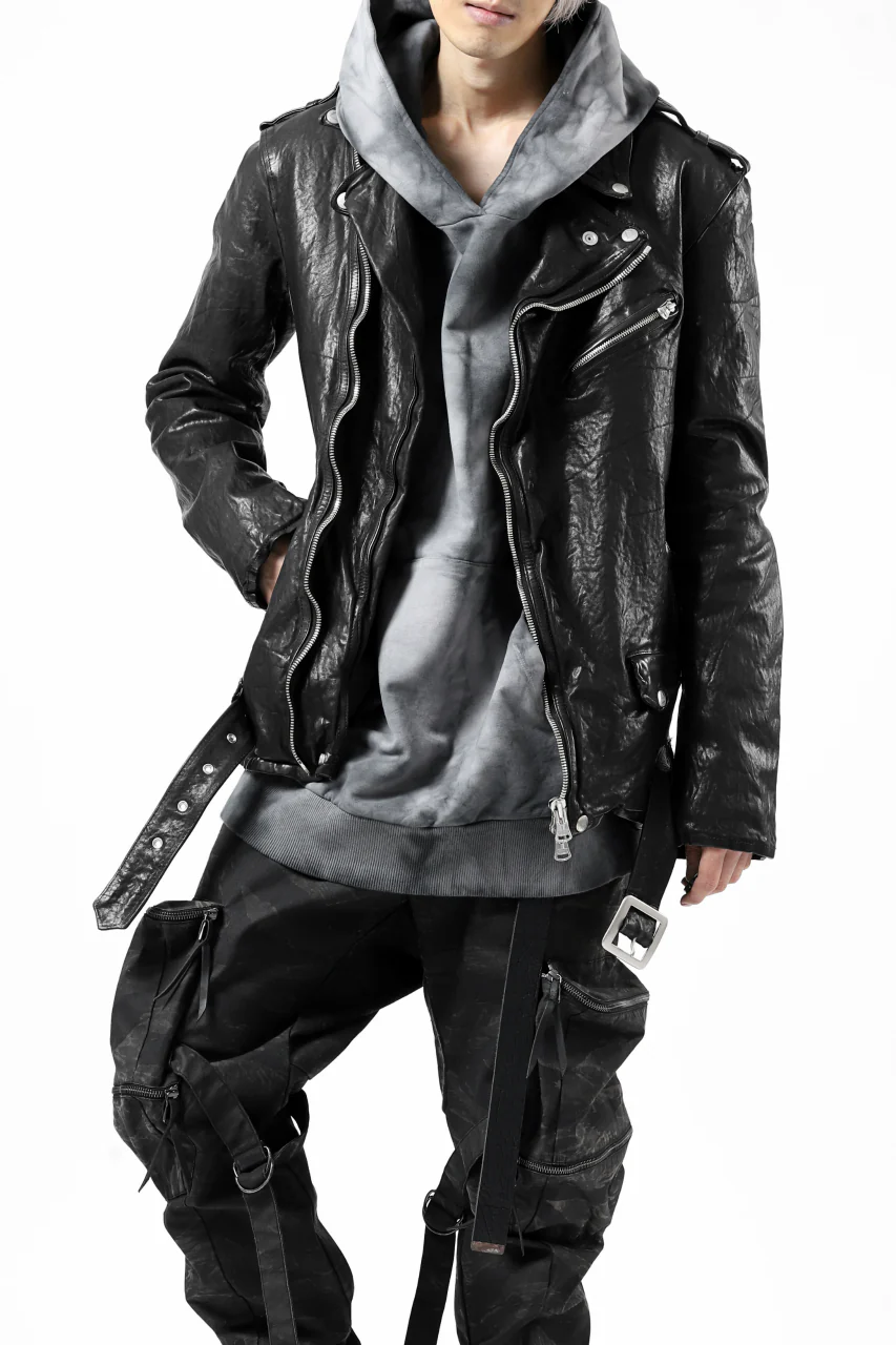 ISAMU KATAYAMA BACKLASH DOUBLE BREASTED JACKET / DOUBLE-SHOULDER OBJECT DYED (BLACK) - Image 2