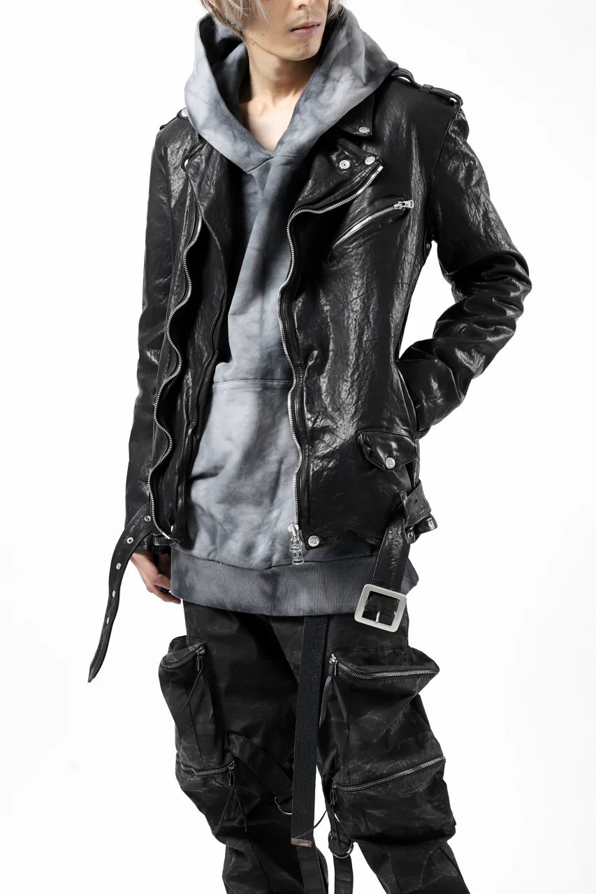 ISAMU KATAYAMA BACKLASH DOUBLE BREASTED JACKET / DOUBLE-SHOULDER OBJECT DYED (BLACK) - Image 3