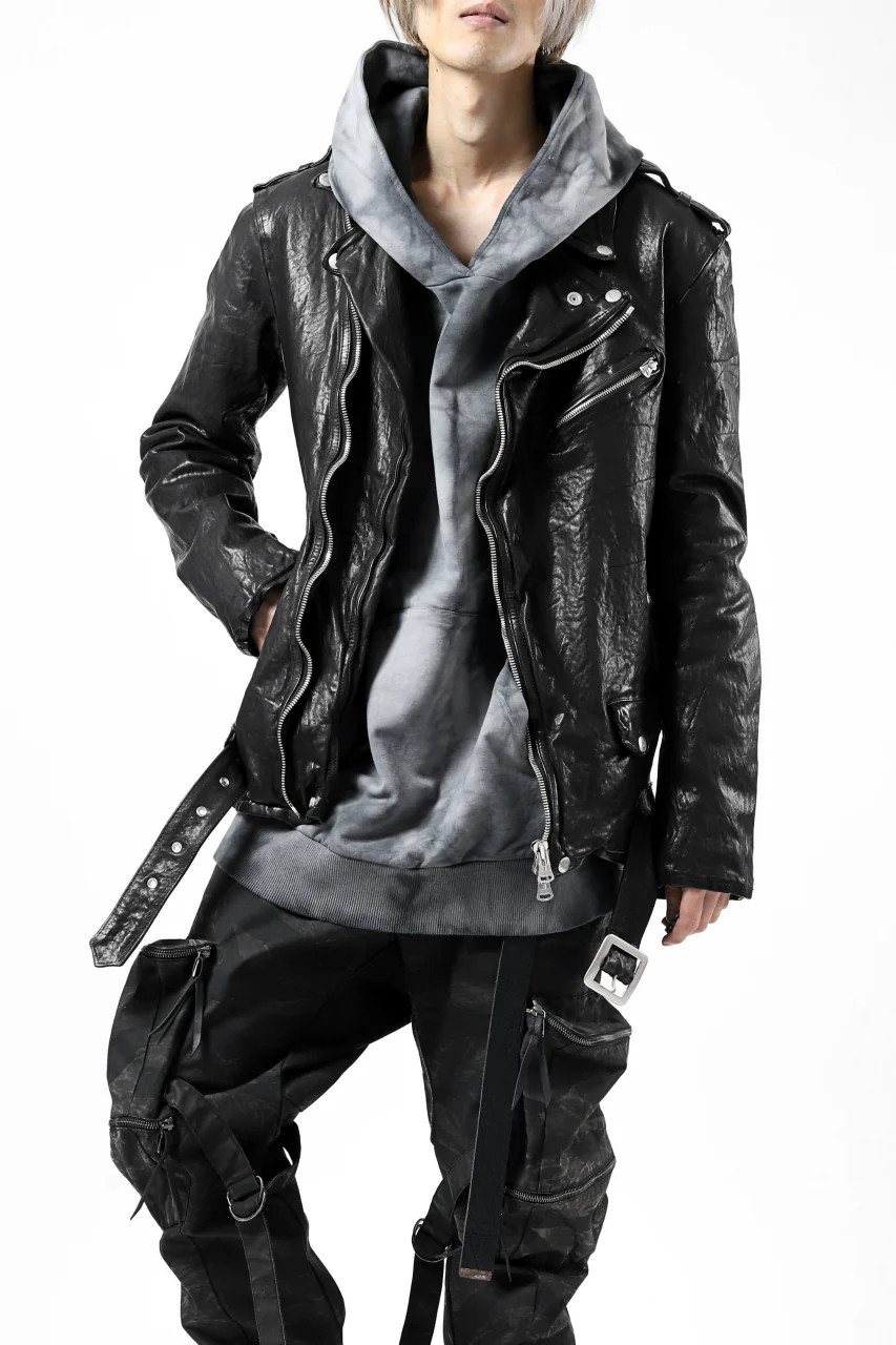 ISAMU KATAYAMA BACKLASH DOUBLE BREASTED JACKET / DOUBLE-SHOULDER OBJECT DYED (BLACK) - Image 4