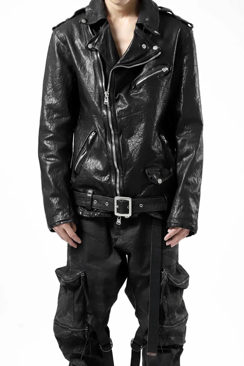 ISAMU KATAYAMA BACKLASH DOUBLE BREASTED JACKET / DOUBLE-SHOULDER OBJECT DYED (BLACK) - Image 5