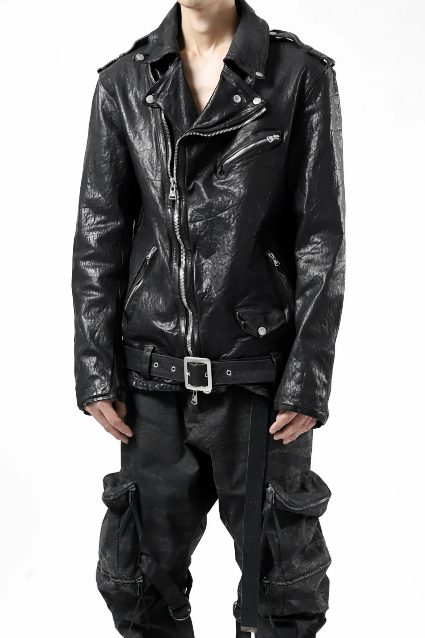 ISAMU KATAYAMA BACKLASH DOUBLE BREASTED JACKET / DOUBLE-SHOULDER OBJECT DYED (BLACK) - Image 7