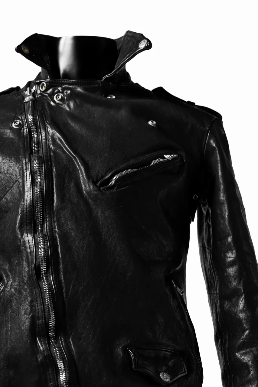 ISAMU KATAYAMA BACKLASH DOUBLE BREASTED JACKET / DOUBLE-SHOULDER OBJECT DYED (BLACK) - Image 14