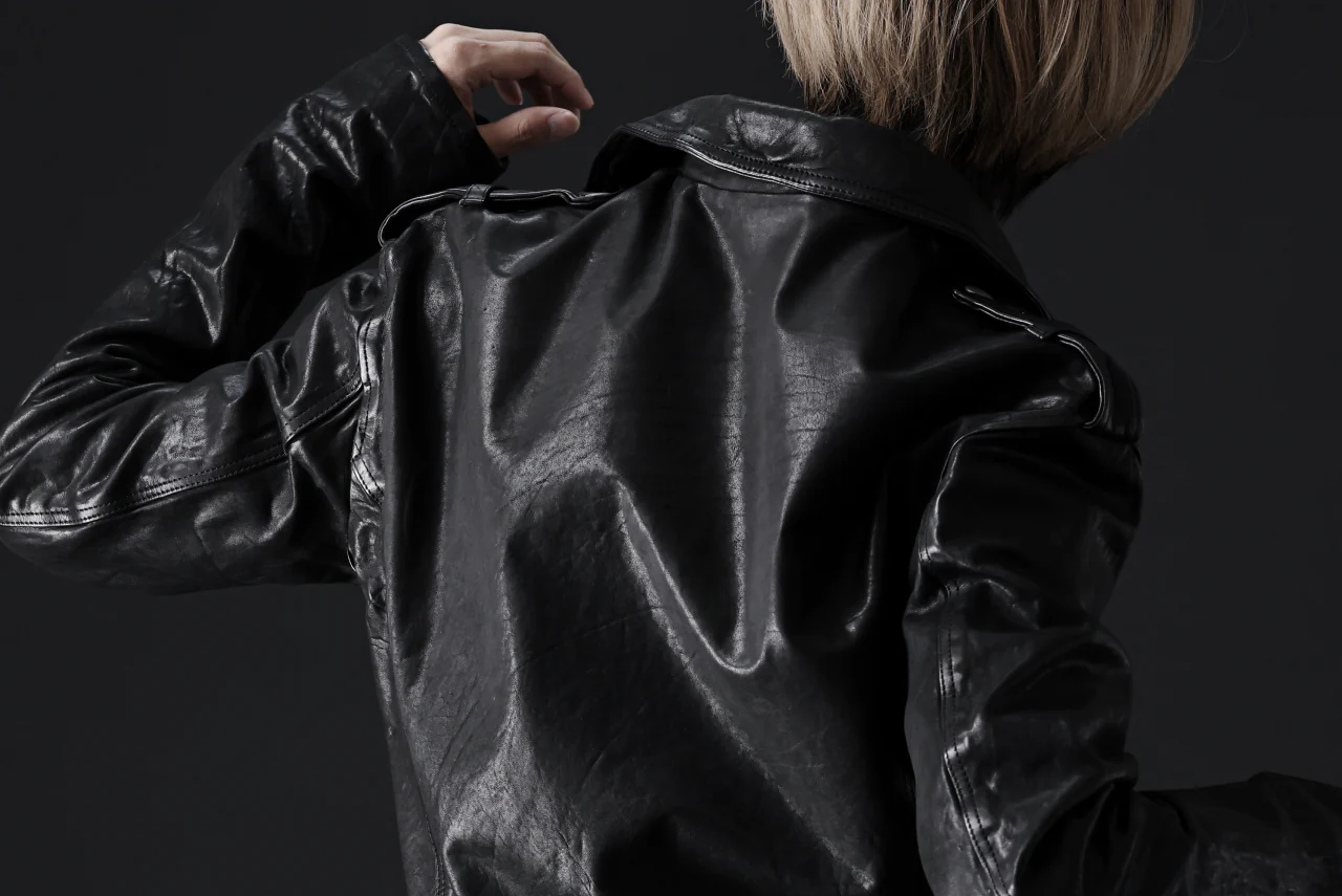 ISAMU KATAYAMA BACKLASH DOUBLE BREASTED JACKET / DOUBLE-SHOULDER OBJECT DYED (BLACK) - Image 86