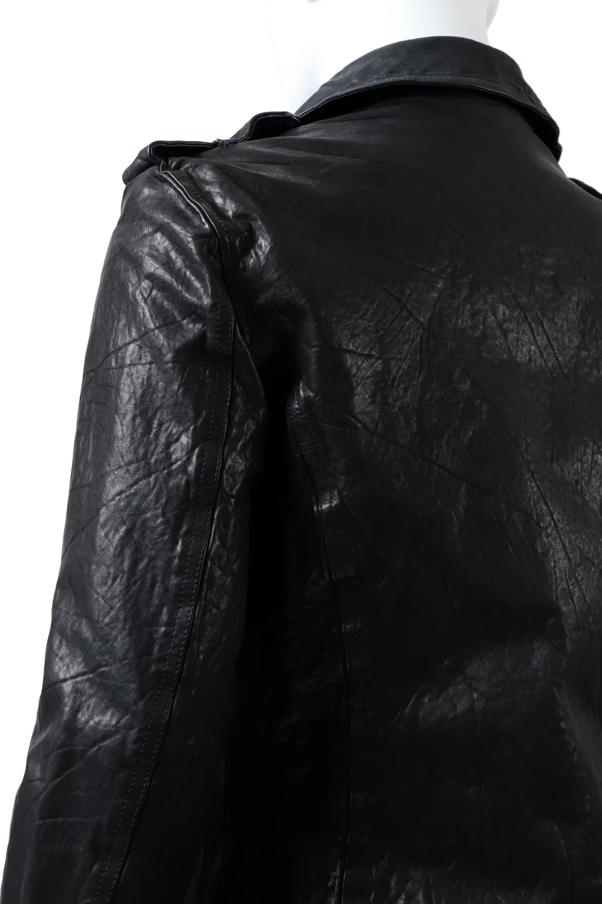 ISAMU KATAYAMA BACKLASH DOUBLE BREASTED JACKET / DOUBLE-SHOULDER OBJECT DYED (MIDNIGHT BLACK) - Image 26