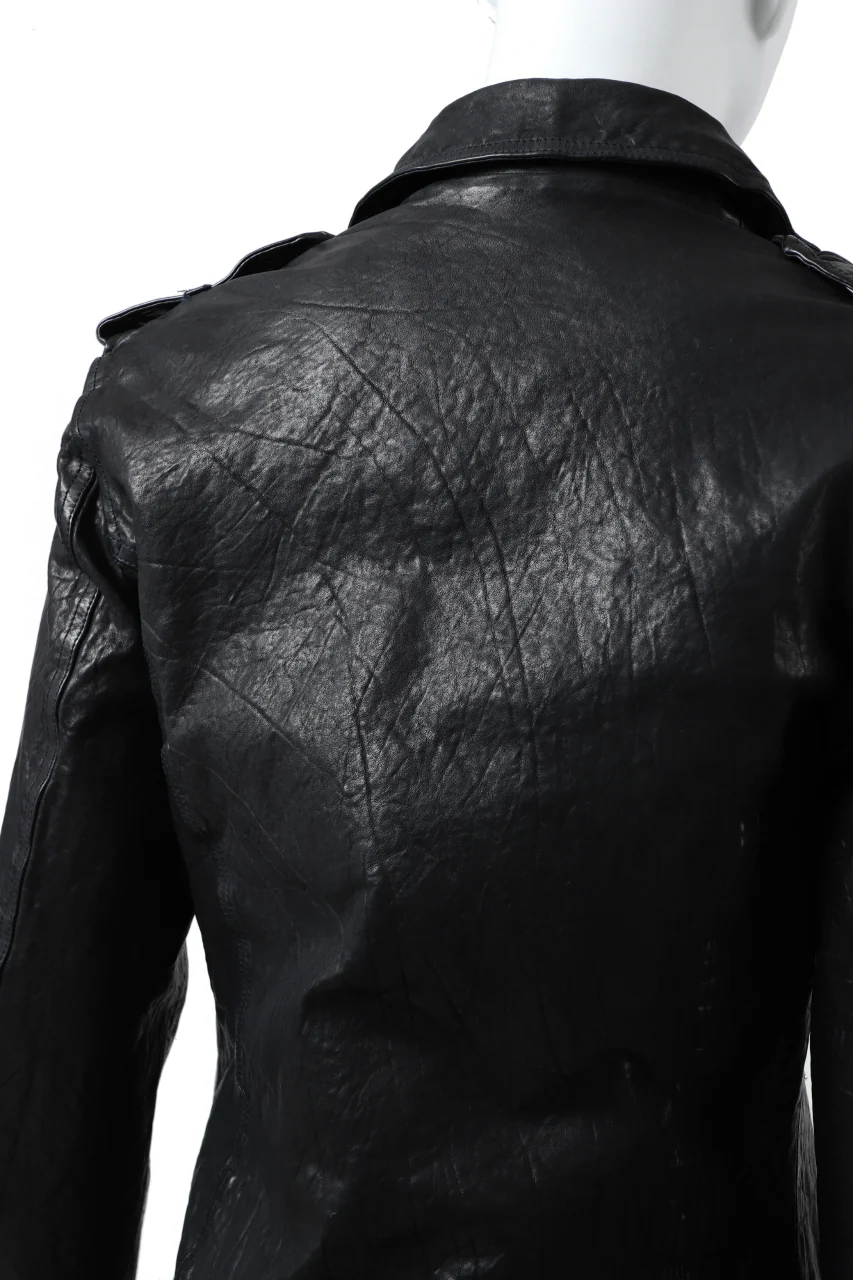 ISAMU KATAYAMA BACKLASH DOUBLE BREASTED JACKET / DOUBLE-SHOULDER OBJECT DYED (MIDNIGHT BLACK) - Image 29