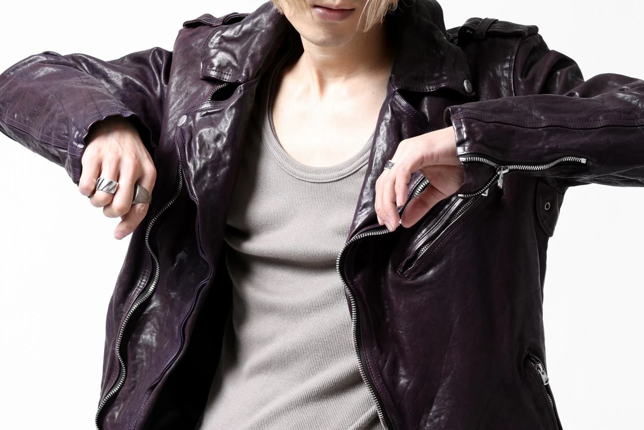 ISAMU KATAYAMA BACKLASH DOUBLE BREASTED JACKET / DOUBLE-SHOULDER OBJECT DYED (PURPLE) - Image 77