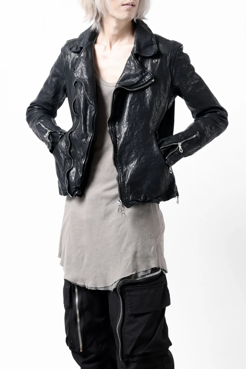 ISAMU KATAYAMA BACKLASH DOUBLE RIDERS JACKET / GARMENT DYED ITALY SHOULDER (MIDNIGHT BLACK) - Image 10