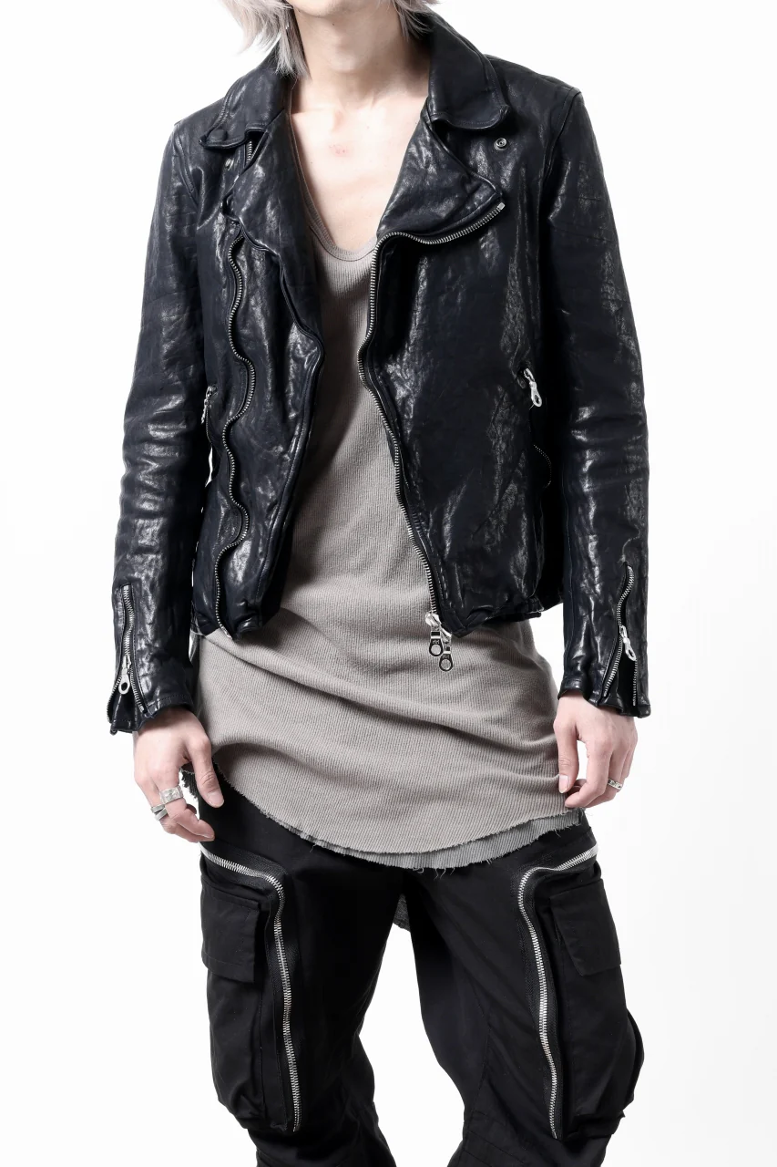 ISAMU KATAYAMA BACKLASH DOUBLE RIDERS JACKET / GARMENT DYED ITALY SHOULDER (MIDNIGHT BLACK) - Image 11