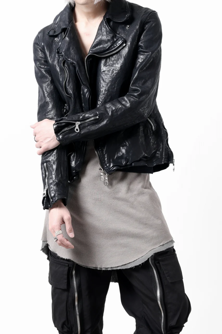 ISAMU KATAYAMA BACKLASH DOUBLE RIDERS JACKET / GARMENT DYED ITALY SHOULDER (MIDNIGHT BLACK) - Image 12