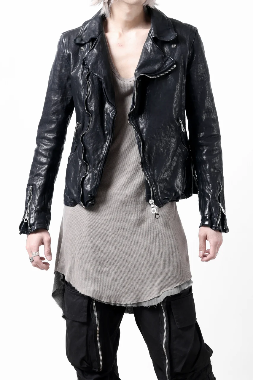 ISAMU KATAYAMA BACKLASH DOUBLE RIDERS JACKET / GARMENT DYED ITALY SHOULDER (MIDNIGHT BLACK) - Image 14