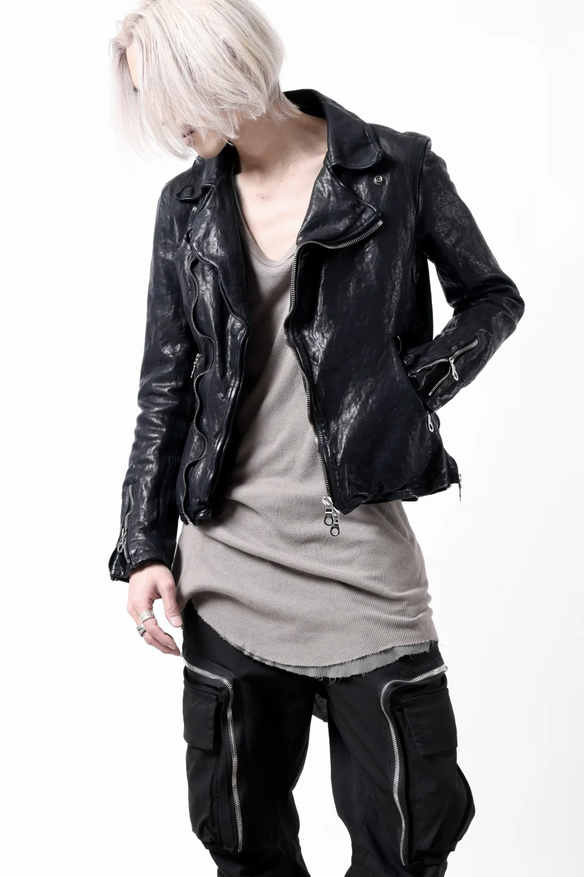 ISAMU KATAYAMA BACKLASH DOUBLE RIDERS JACKET / GARMENT DYED ITALY SHOULDER (MIDNIGHT BLACK) - Image 16
