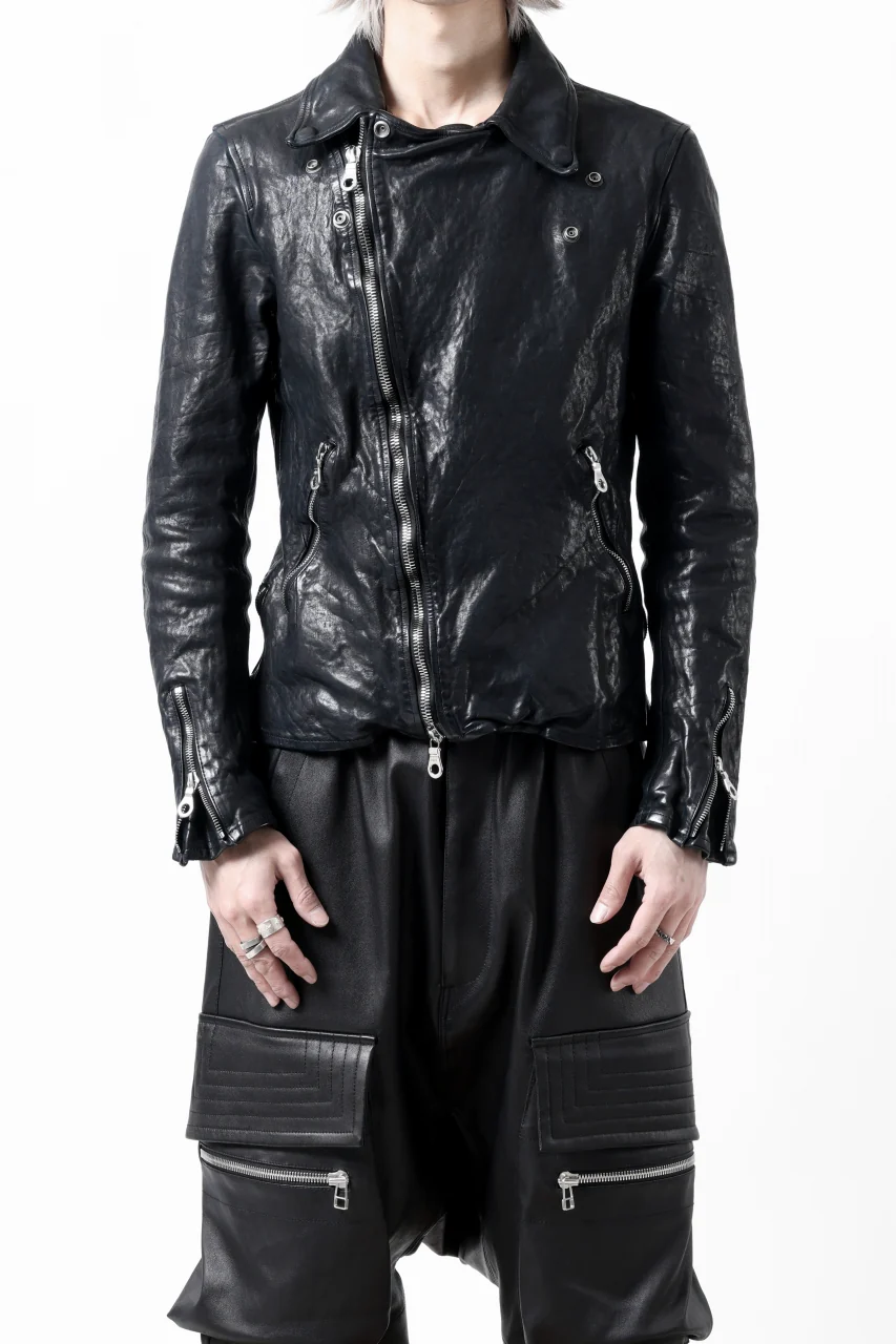 ISAMU KATAYAMA BACKLASH DOUBLE RIDERS JACKET / GARMENT DYED ITALY SHOULDER (MIDNIGHT BLACK) - Image 17
