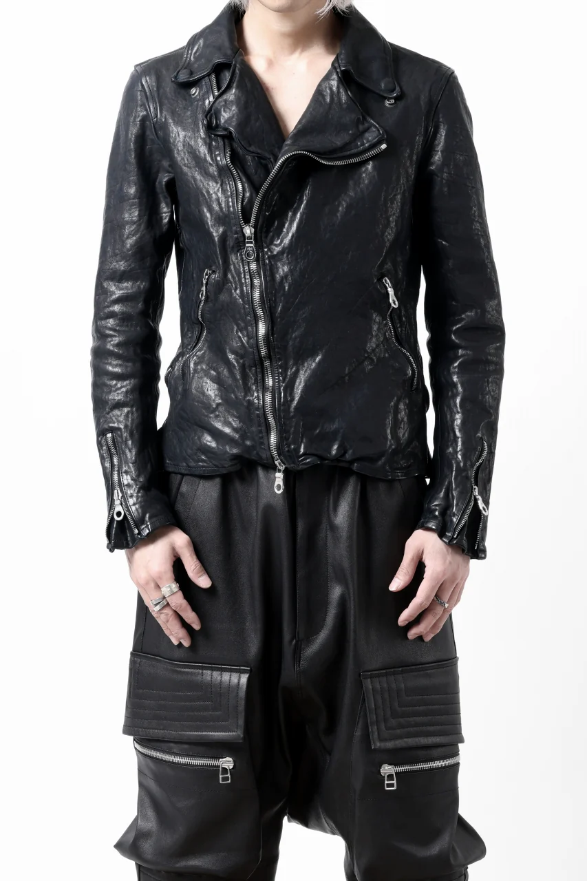 ISAMU KATAYAMA BACKLASH DOUBLE RIDERS JACKET / GARMENT DYED ITALY SHOULDER (MIDNIGHT BLACK) - Image 18