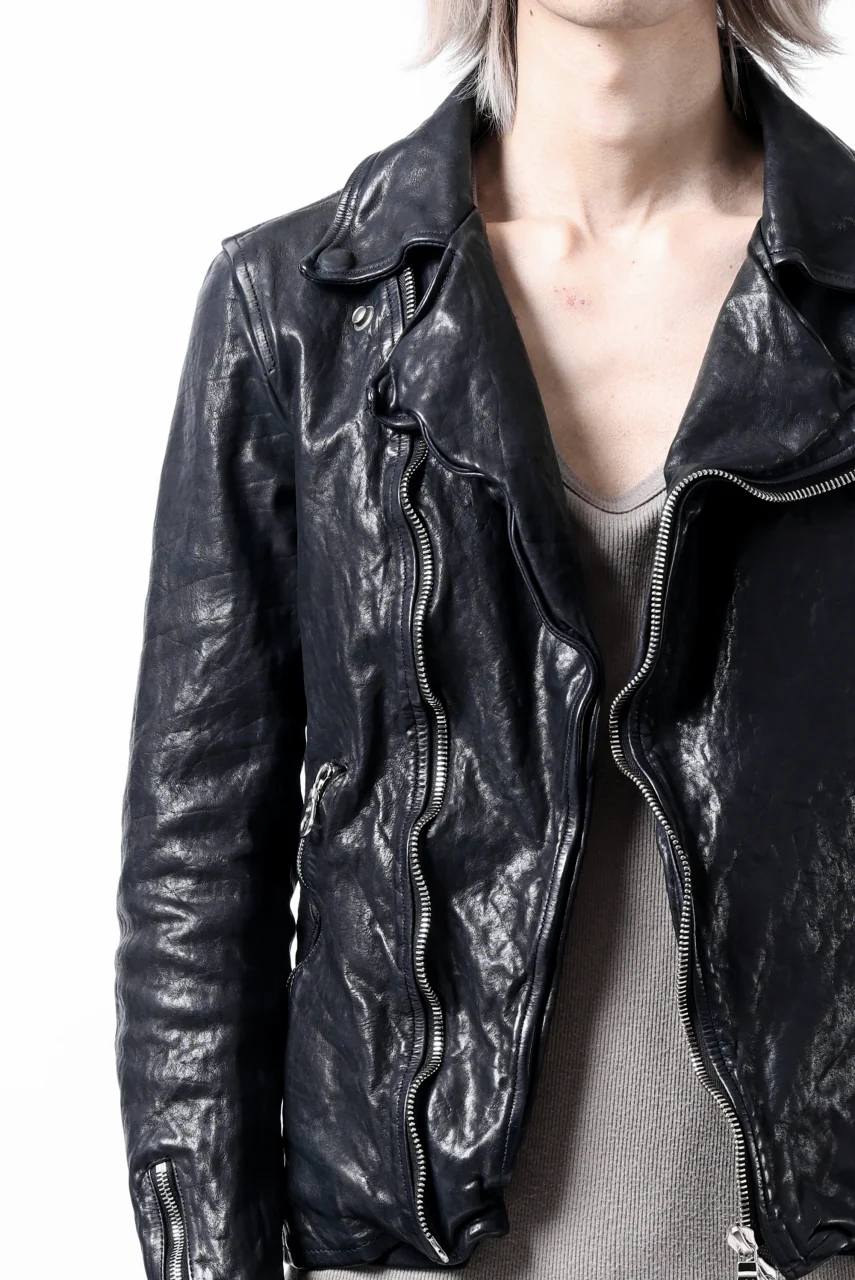 ISAMU KATAYAMA BACKLASH DOUBLE RIDERS JACKET / GARMENT DYED ITALY SHOULDER (MIDNIGHT BLACK) - Image 24