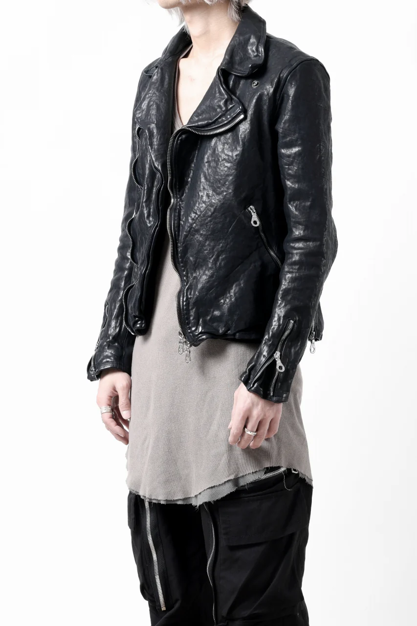 ISAMU KATAYAMA BACKLASH DOUBLE RIDERS JACKET / GARMENT DYED ITALY SHOULDER (MIDNIGHT BLACK) - Image 3