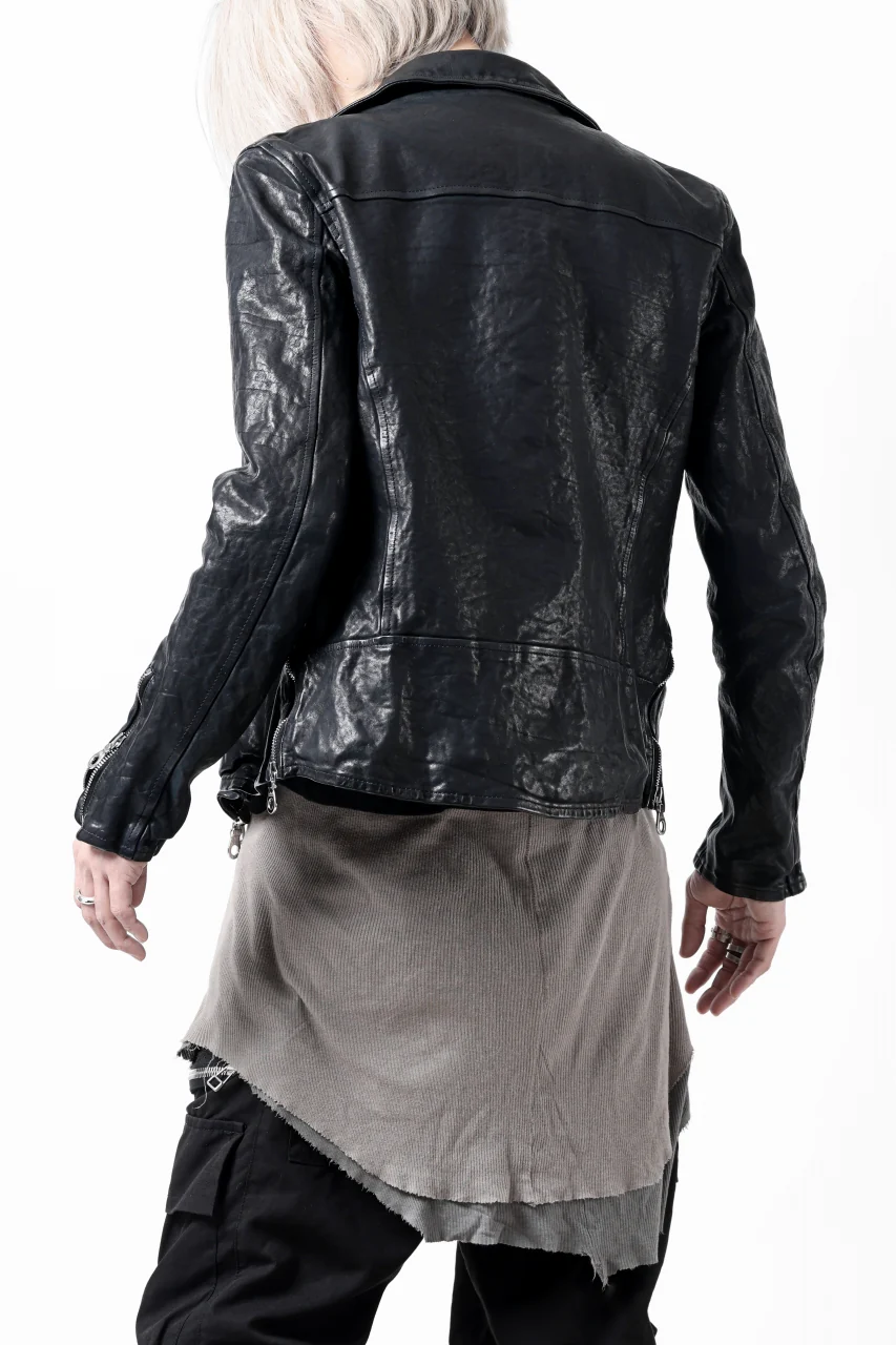 ISAMU KATAYAMA BACKLASH DOUBLE RIDERS JACKET / GARMENT DYED ITALY SHOULDER (MIDNIGHT BLACK) - Image 5