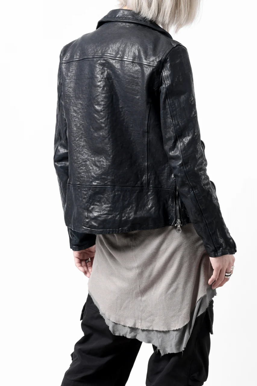 ISAMU KATAYAMA BACKLASH DOUBLE RIDERS JACKET / GARMENT DYED ITALY SHOULDER (MIDNIGHT BLACK) - Image 7