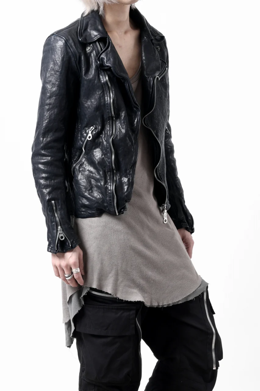 ISAMU KATAYAMA BACKLASH DOUBLE RIDERS JACKET / GARMENT DYED ITALY SHOULDER (MIDNIGHT BLACK) - Image 9
