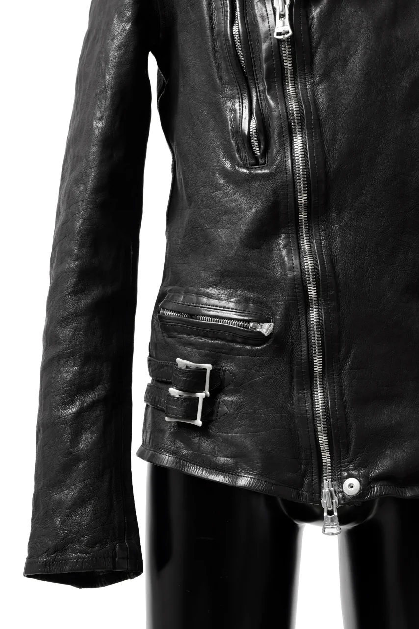 ISAMU KATAYAMA BACKLASH DOUBLE RIDERS JACKET "LIGHTNING" / GARMENT WASHED JP CALF (BLACK) - Image 11