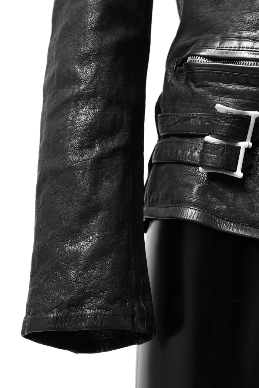 ISAMU KATAYAMA BACKLASH DOUBLE RIDERS JACKET "LIGHTNING" / GARMENT WASHED JP CALF (BLACK) - Image 12