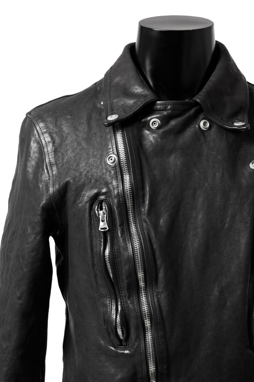 ISAMU KATAYAMA BACKLASH DOUBLE RIDERS JACKET "LIGHTNING" / GARMENT WASHED JP CALF (BLACK) - Image 15