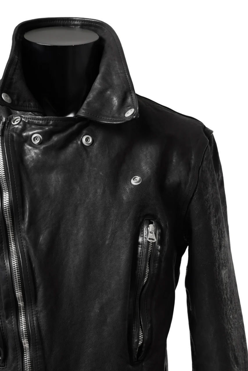 ISAMU KATAYAMA BACKLASH DOUBLE RIDERS JACKET "LIGHTNING" / GARMENT WASHED JP CALF (BLACK) - Image 17
