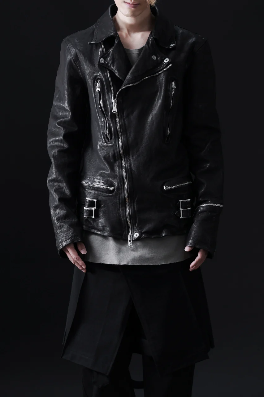 ISAMU KATAYAMA BACKLASH DOUBLE RIDERS JACKET "LIGHTNING" / GARMENT WASHED JP CALF (BLACK) - Image 26