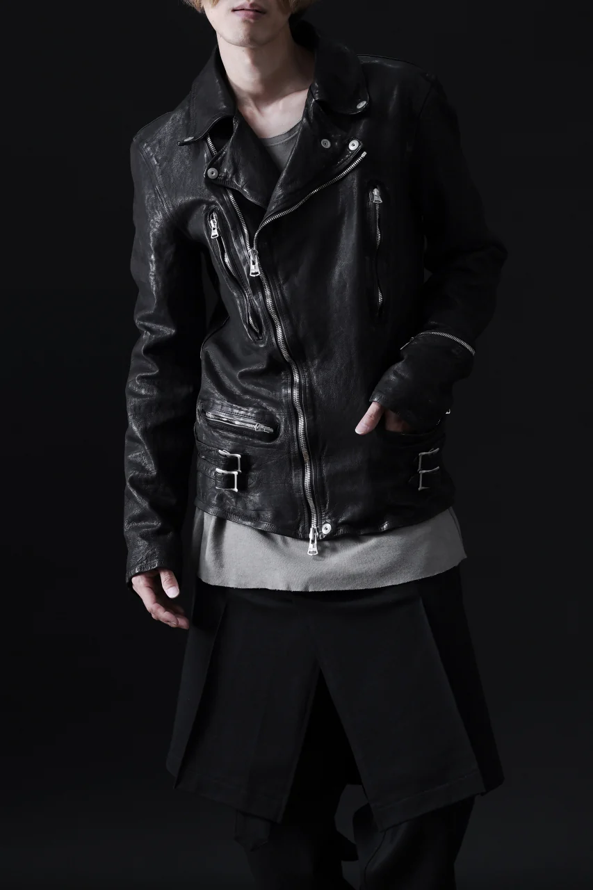 ISAMU KATAYAMA BACKLASH DOUBLE RIDERS JACKET "LIGHTNING" / GARMENT WASHED JP CALF (BLACK) - Image 29