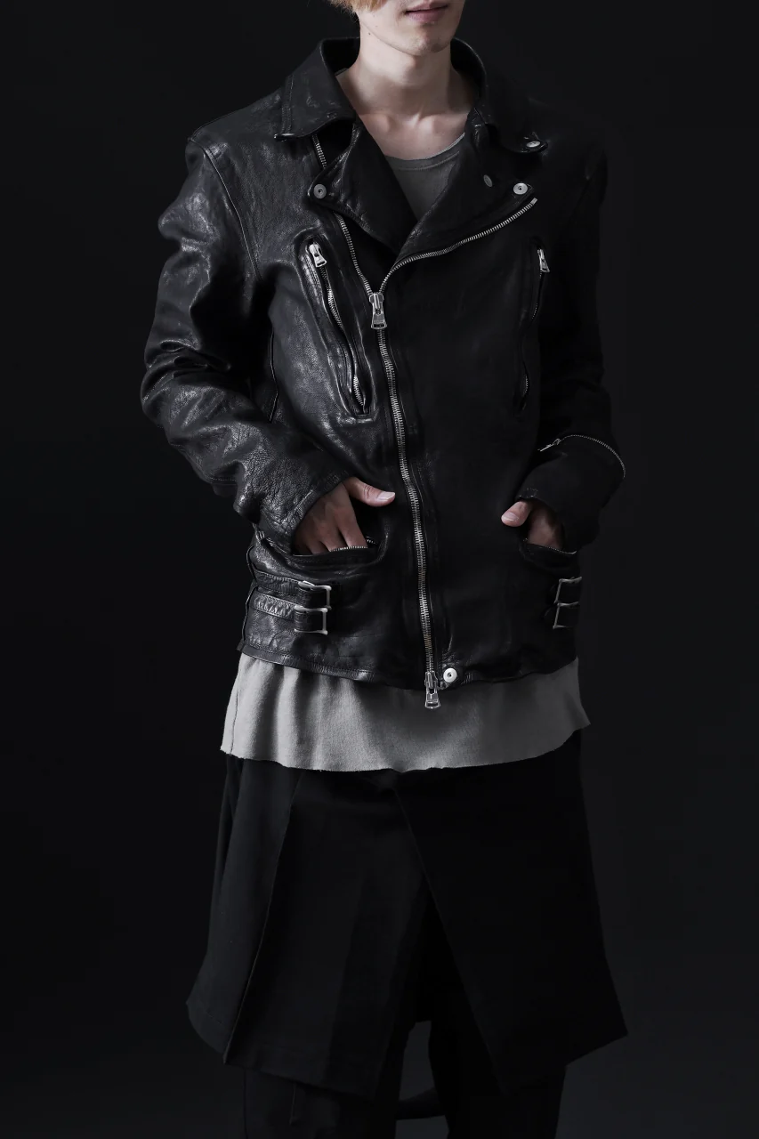 ISAMU KATAYAMA BACKLASH DOUBLE RIDERS JACKET "LIGHTNING" / GARMENT WASHED JP CALF (BLACK) - Image 30