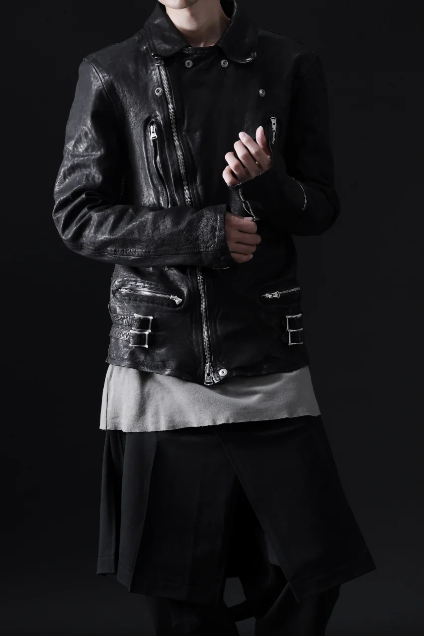 ISAMU KATAYAMA BACKLASH DOUBLE RIDERS JACKET "LIGHTNING" / GARMENT WASHED JP CALF (BLACK) - Image 37