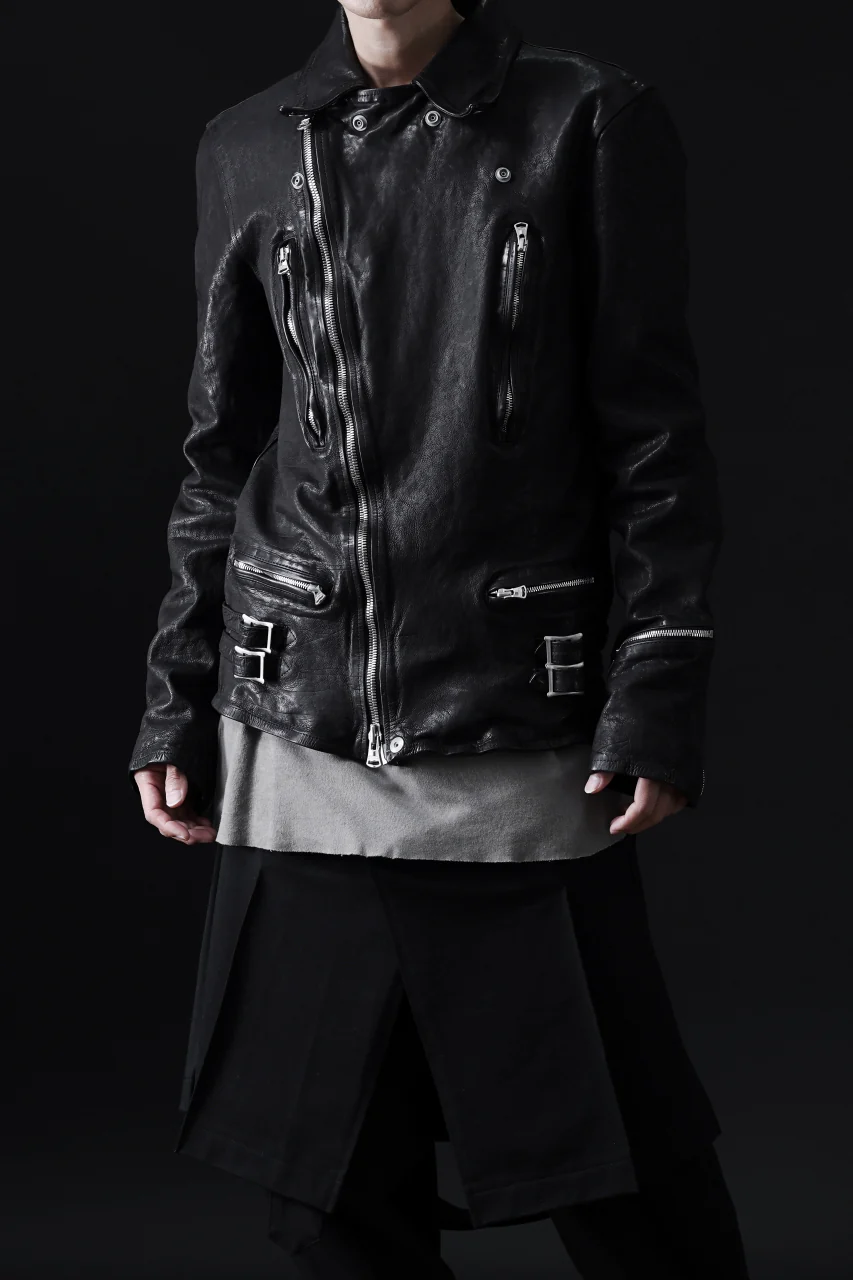 ISAMU KATAYAMA BACKLASH DOUBLE RIDERS JACKET "LIGHTNING" / GARMENT WASHED JP CALF (BLACK) - Image 38