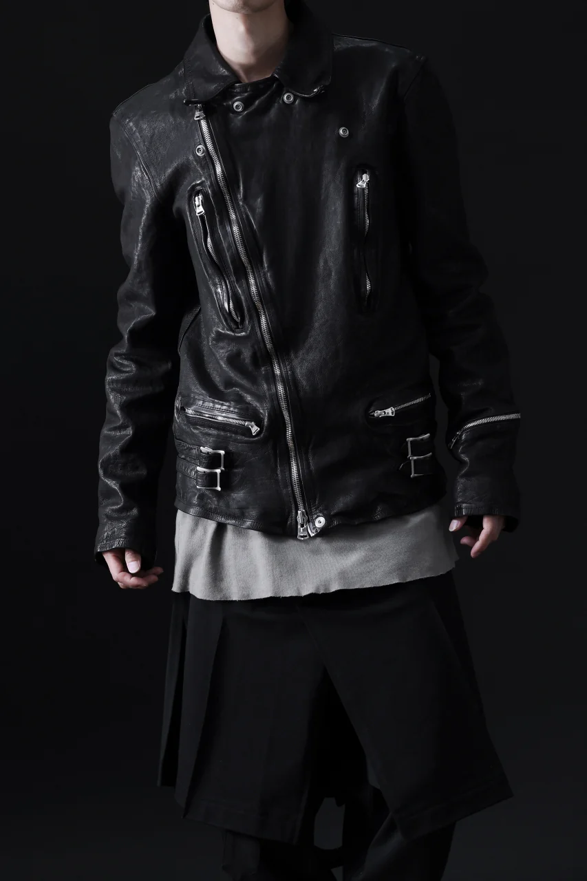 ISAMU KATAYAMA BACKLASH DOUBLE RIDERS JACKET "LIGHTNING" / GARMENT WASHED JP CALF (BLACK) - Image 41