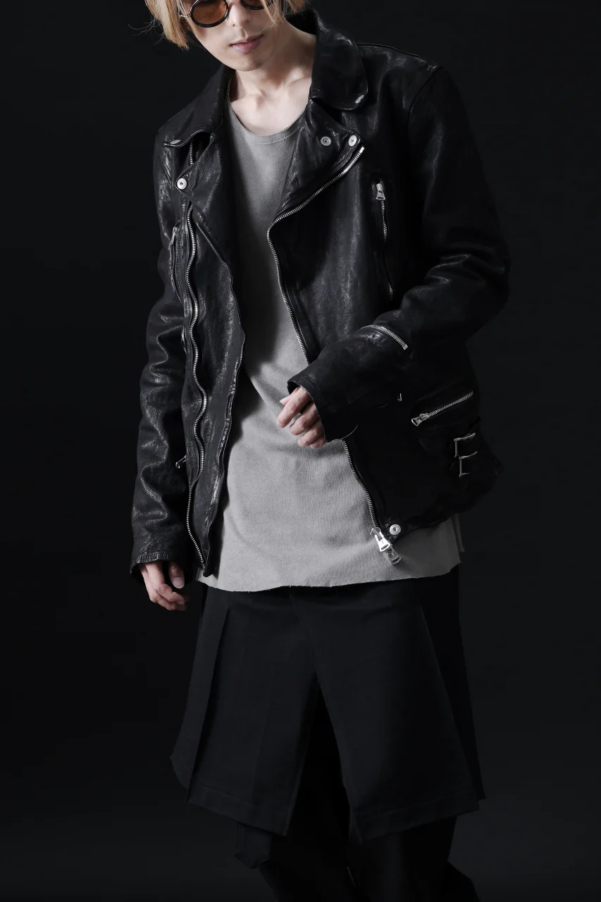 ISAMU KATAYAMA BACKLASH DOUBLE RIDERS JACKET "LIGHTNING" / GARMENT WASHED JP CALF (BLACK) - Image 43