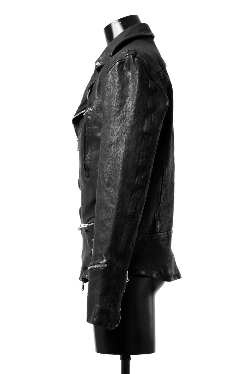 ISAMU KATAYAMA BACKLASH DOUBLE RIDERS JACKET "LIGHTNING" / GARMENT WASHED JP CALF (BLACK) - Image 5