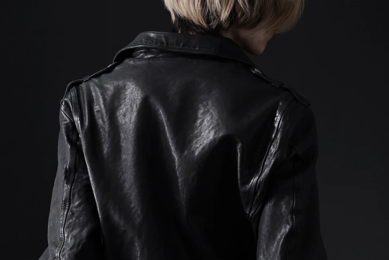 ISAMU KATAYAMA BACKLASH DOUBLE RIDERS JACKET "LIGHTNING" / GARMENT WASHED JP CALF (BLACK) - Image 50