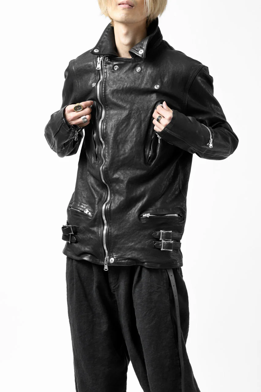ISAMU KATAYAMA BACKLASH DOUBLE RIDERS JACKET - LIGHTNING / GARMENT WASHED JP CALF (BLACK) - Image 10