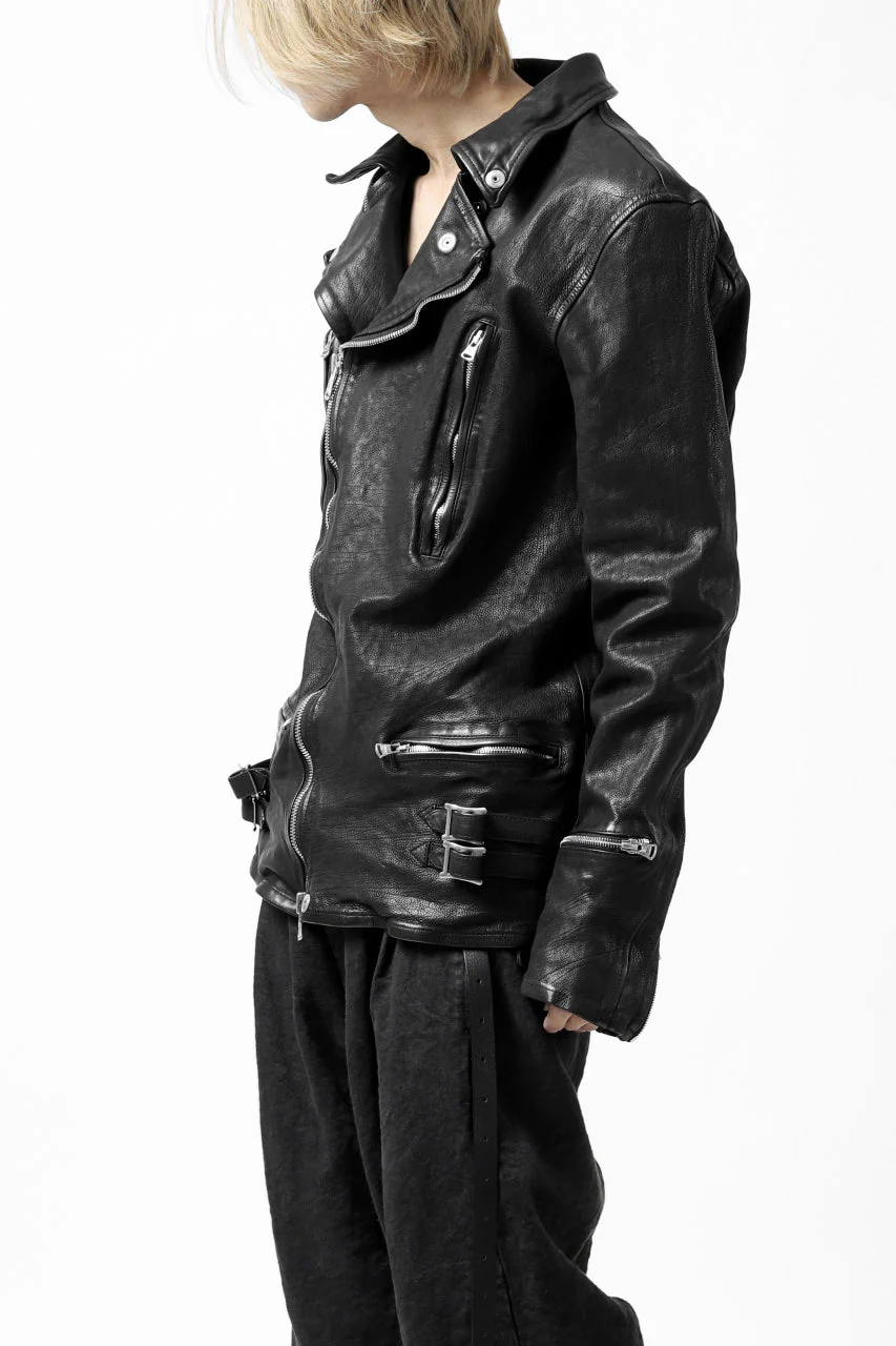 ISAMU KATAYAMA BACKLASH DOUBLE RIDERS JACKET - LIGHTNING / GARMENT WASHED JP CALF (BLACK) - Image 13