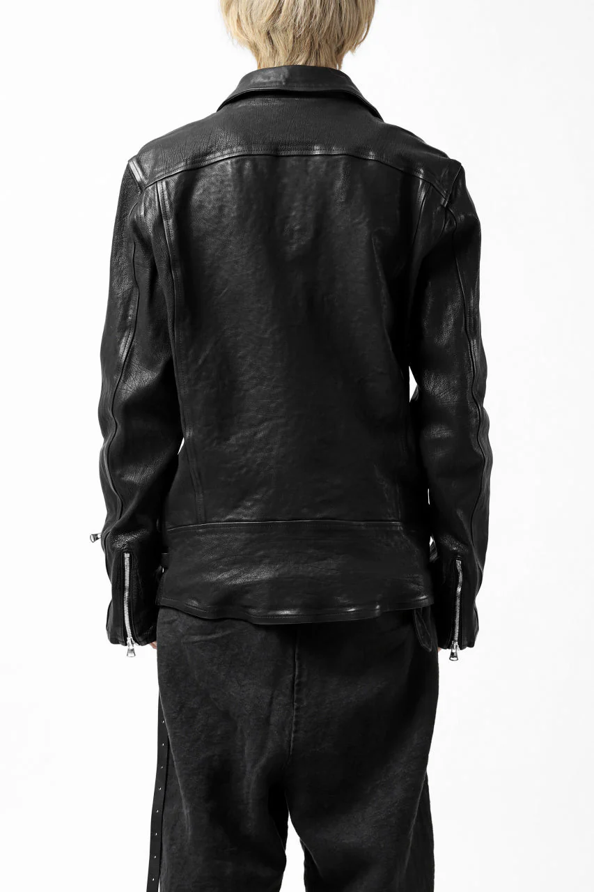 ISAMU KATAYAMA BACKLASH DOUBLE RIDERS JACKET - LIGHTNING / GARMENT WASHED JP CALF (BLACK) - Image 14
