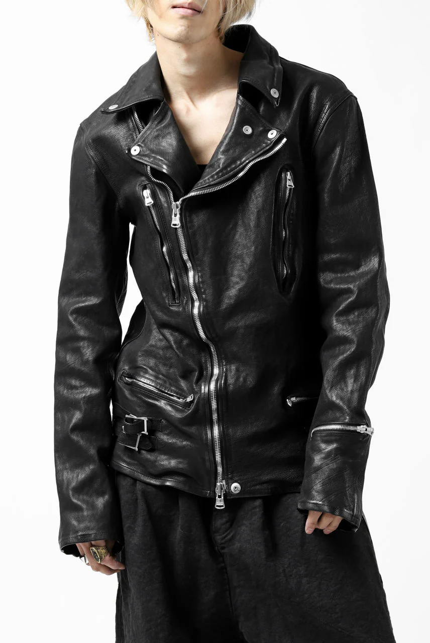 ISAMU KATAYAMA BACKLASH DOUBLE RIDERS JACKET - LIGHTNING / GARMENT WASHED JP CALF (BLACK) - Image 16