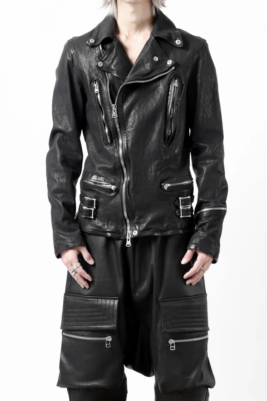 ISAMU KATAYAMA BACKLASH DOUBLE RIDERS JACKET - LIGHTNING / GARMENT WASHED JP CALF (BLACK) - Image 17
