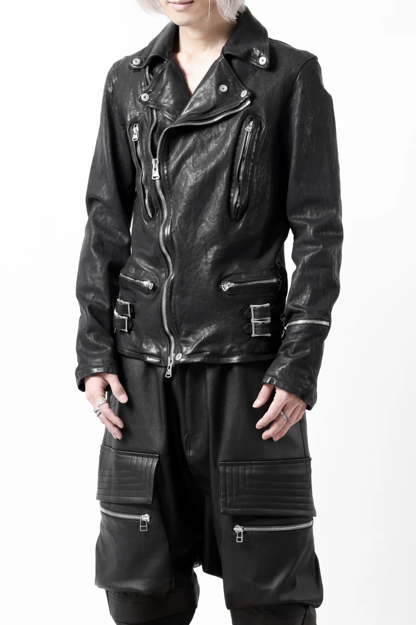 ISAMU KATAYAMA BACKLASH DOUBLE RIDERS JACKET - LIGHTNING / GARMENT WASHED JP CALF (BLACK) - Image 18