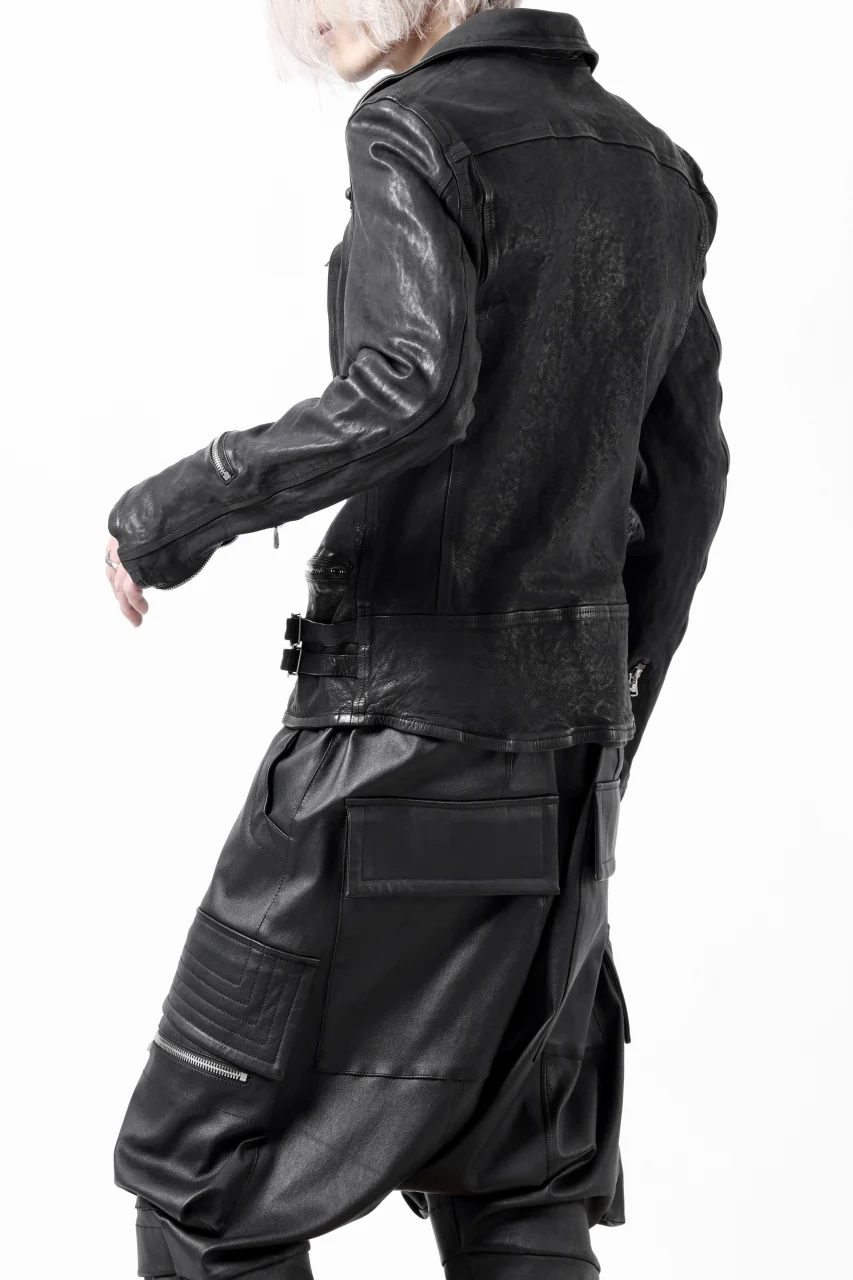 ISAMU KATAYAMA BACKLASH DOUBLE RIDERS JACKET - LIGHTNING / GARMENT WASHED JP CALF (BLACK) - Image 19